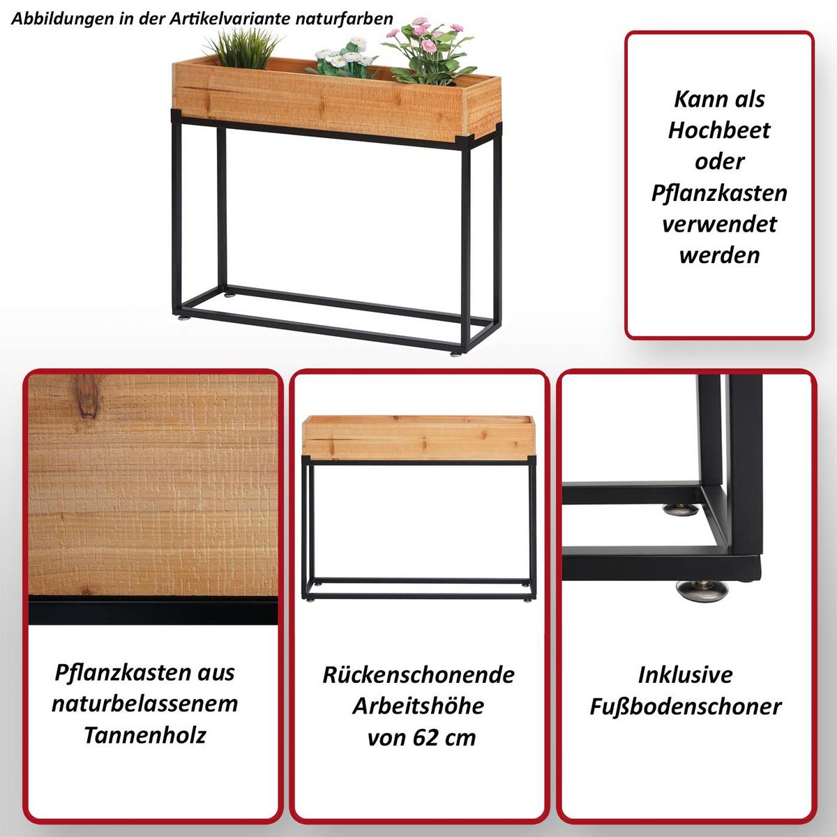 HOCHBEET Braun, Schwarz - Schwarz/Braun, Holz (80/62/16cm) - MCW