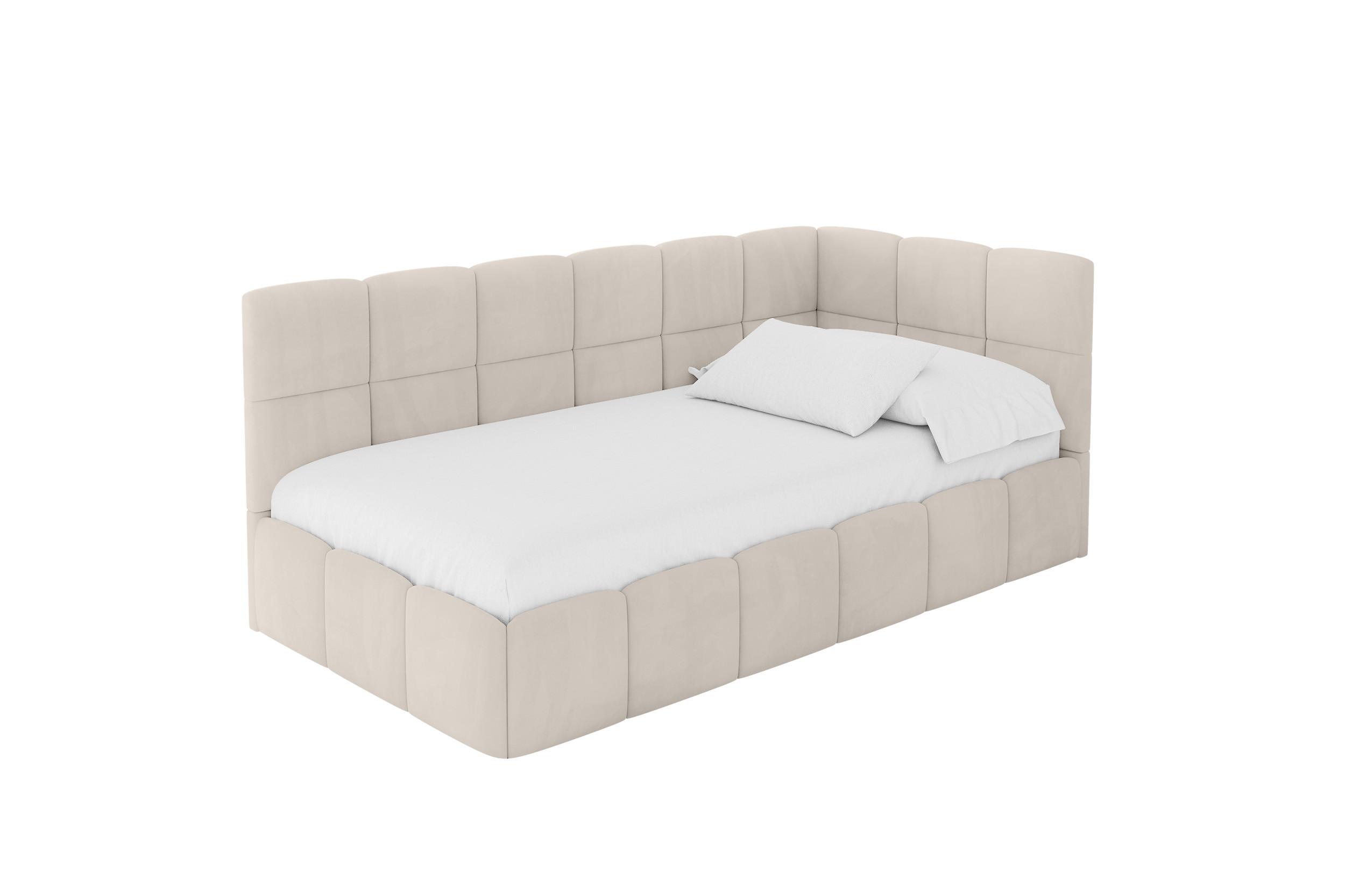 EINZELBETT Jugendbett mit Bettkasten Links, ohne Matratze - LIVY 100x200 Beige - Beige, Holzwerkstoff/Textil (100/200cm) - ALTDECOR