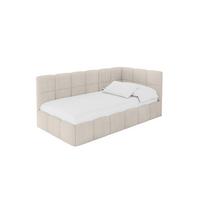 EINZELBETT Jugendbett mit Bettkasten Links, mit Matratze - LIVY 90x200 Beige - Beige, Holzwerkstoff/Textil (90/200cm) - ALTDECOR