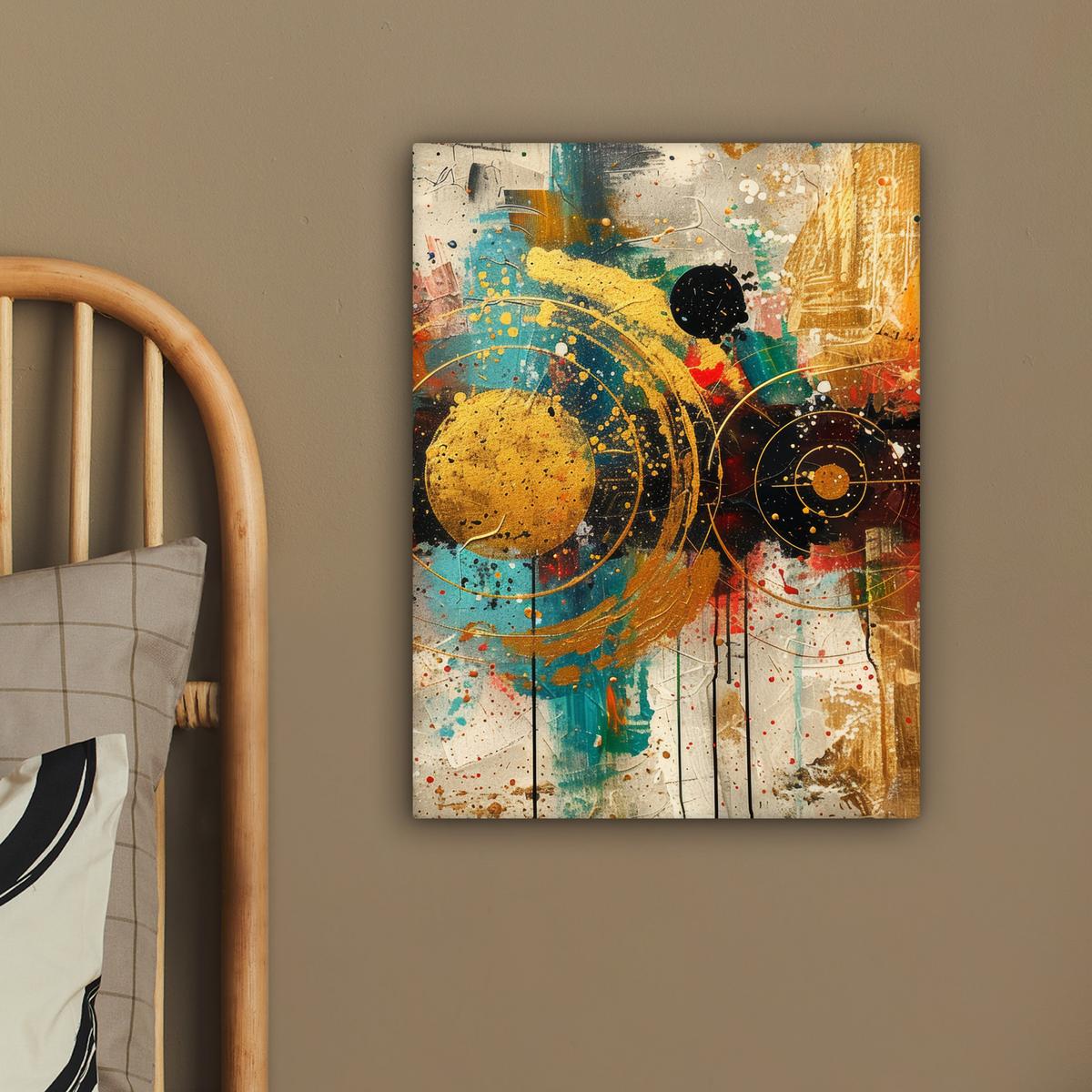 LEINWANDBILD Abstrakt - Kunst - Gold - Modern Room Decor 30x40 cm - Multicolor, Textil (30/40cm) - MuchoWow