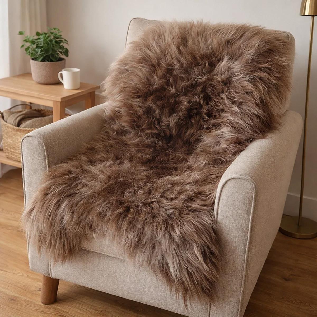 FELL Islandschaffell Lammfell Schaffell Schoko Braun ca. 110 cm - Hellbraun/Braun, Fell (60/110cm) - Provellus