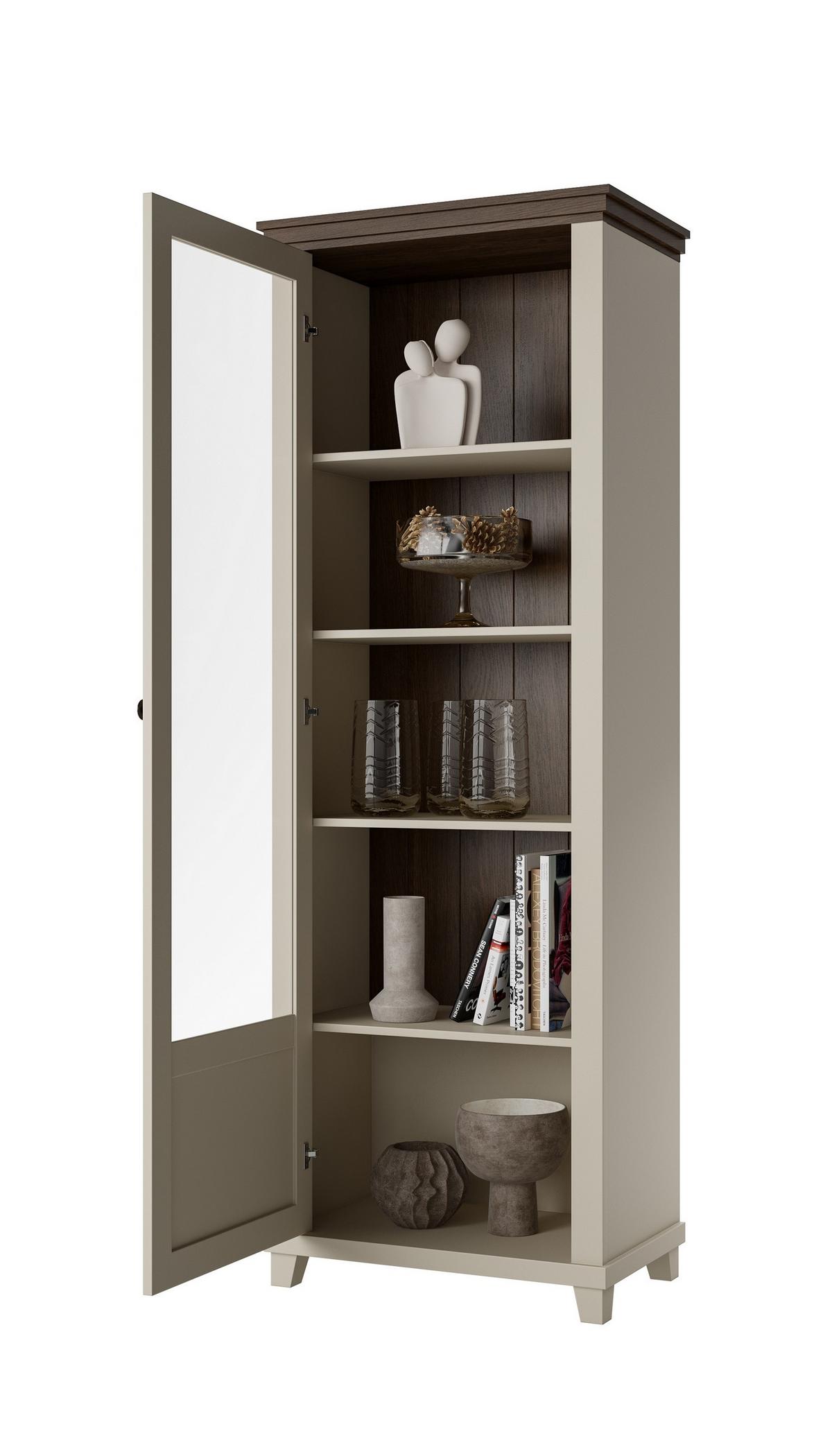VITRINE EVANDRO 200 / 71 cm in Beige - Beige, Holzwerkstoff (71/200/42cm) - MASSENO