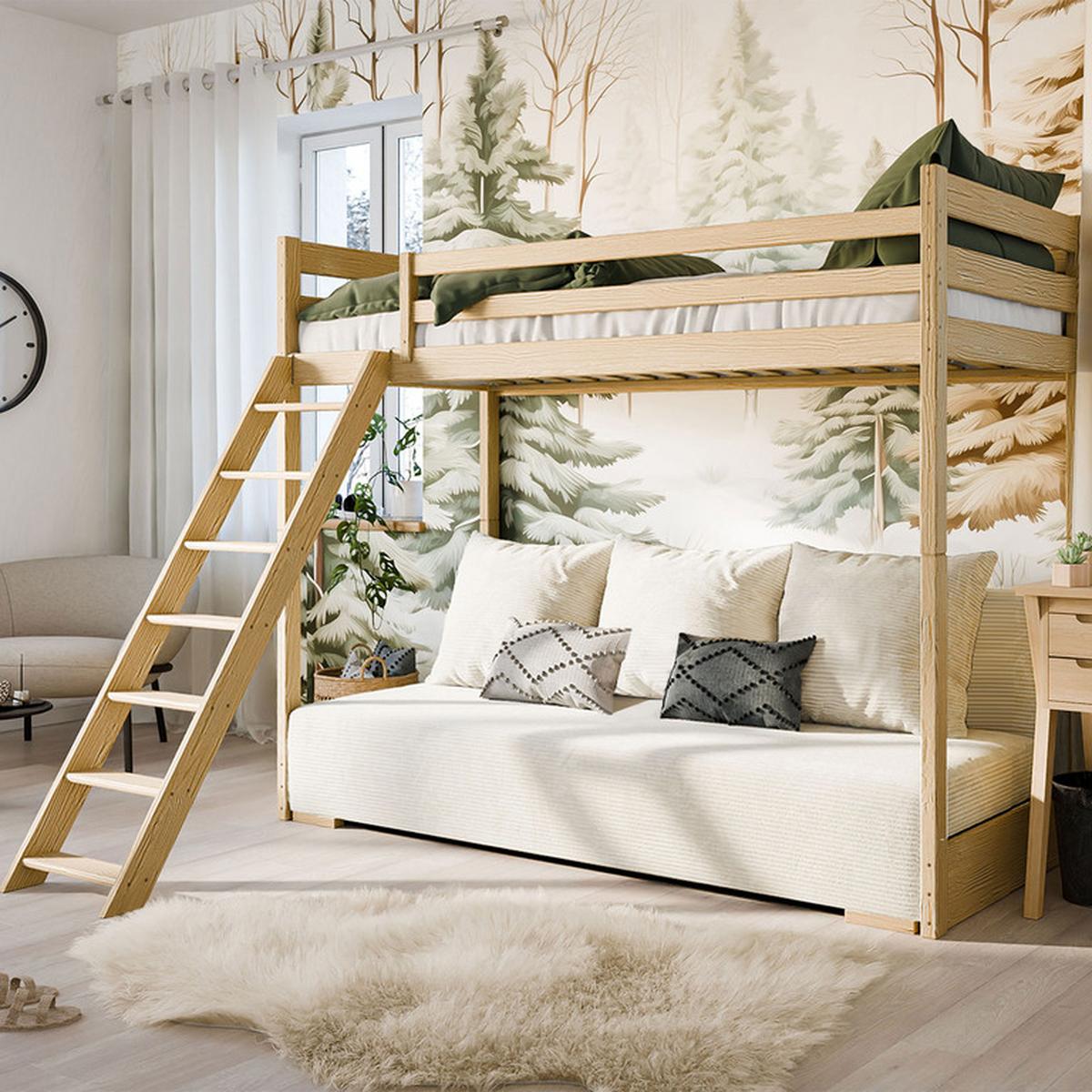 BETT 90/200 Orlane Holz und Weiß - Weiß, Holz (90/200cm) - Petits-meubles