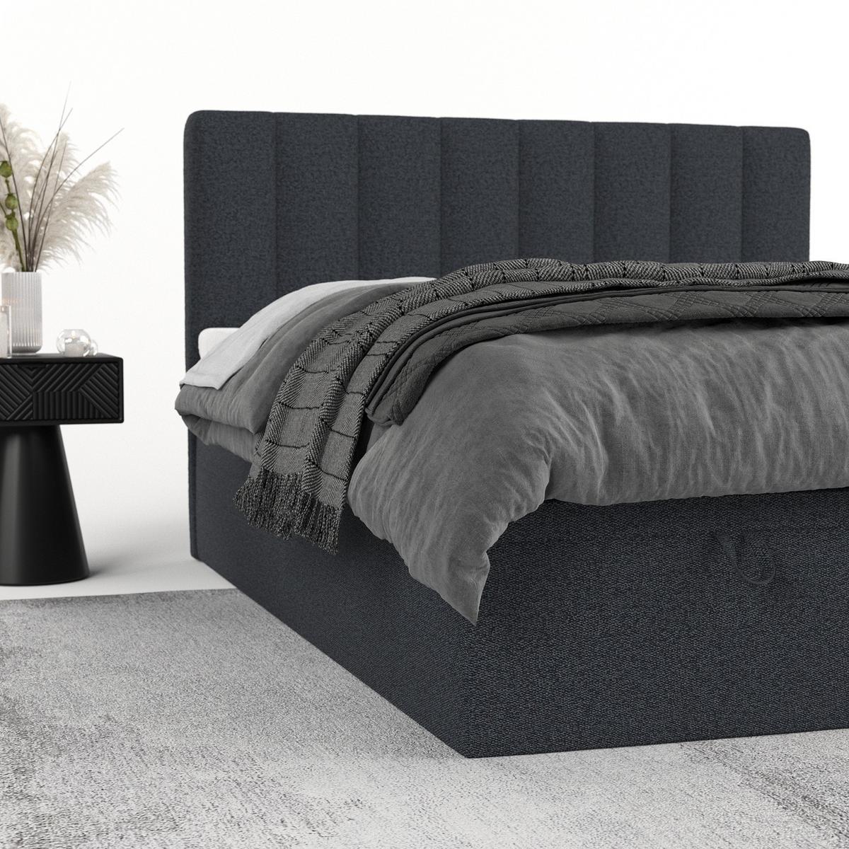 BOXBETT Lume 200/200 cm Anthrazit im Riva Stoff - Anthrazit/Schwarz, Holz/Holzwerkstoff (200/200cm) - AltaBeds