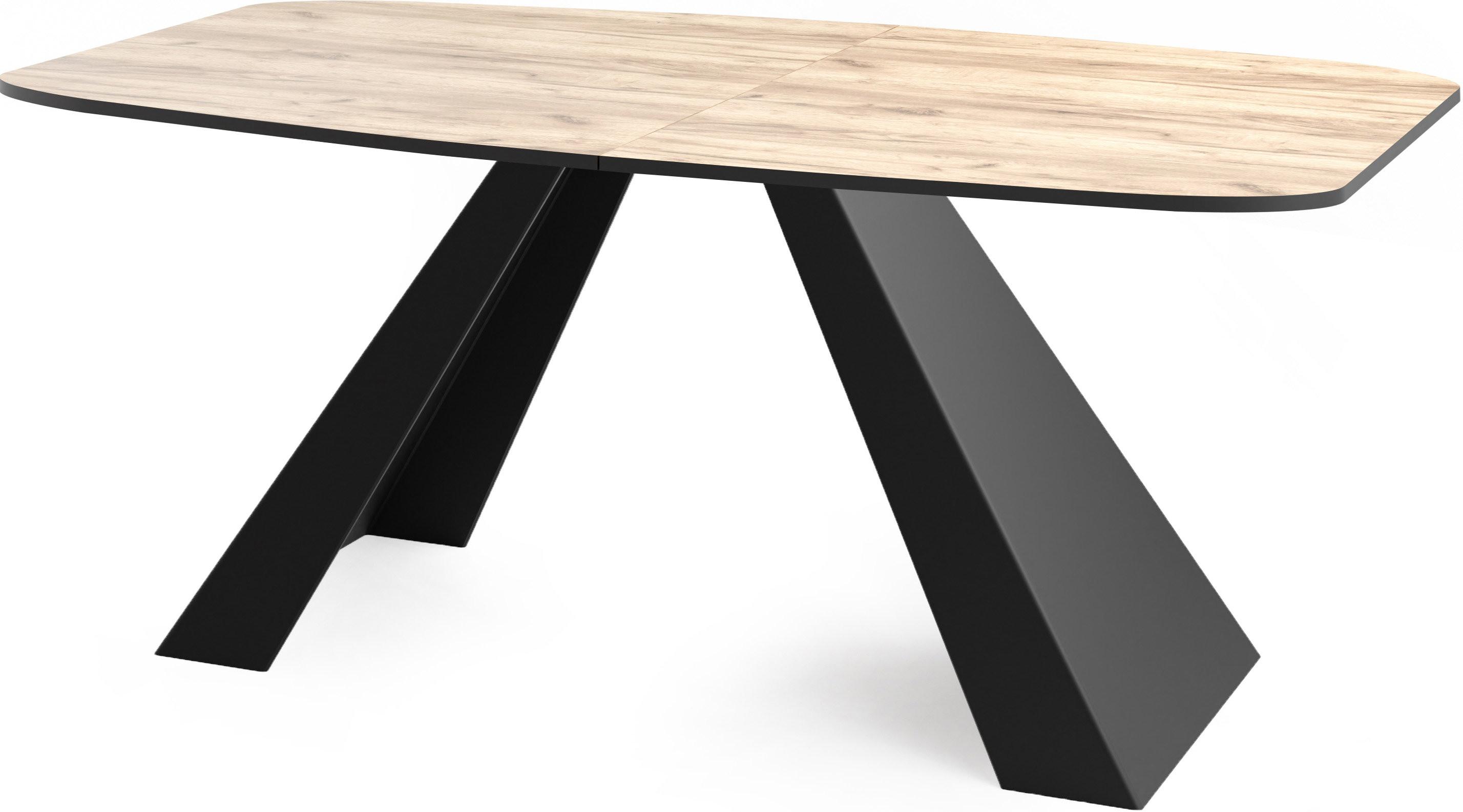 ESSTISCH Monte rechteckig ausziehbar, Craft Eiche 160-200/80/76 cm - Eiche Wotan/Schwarz, Holzwerkstoff/Metall (80/198/76cm) - WFL GROUP