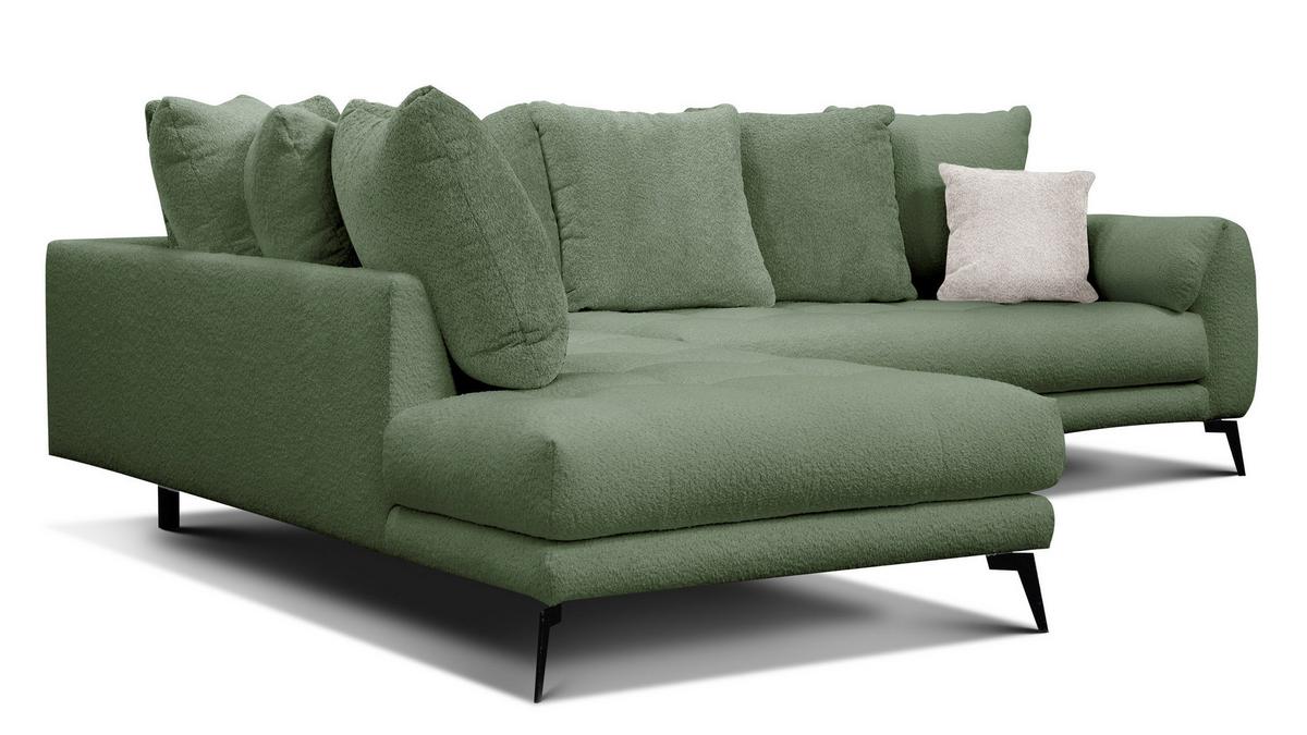 ECKSOFA CALME 5-Sitzer, olive - Schwarz/Olivgrün, Holz/Textil (294/229cm) - Wozimo