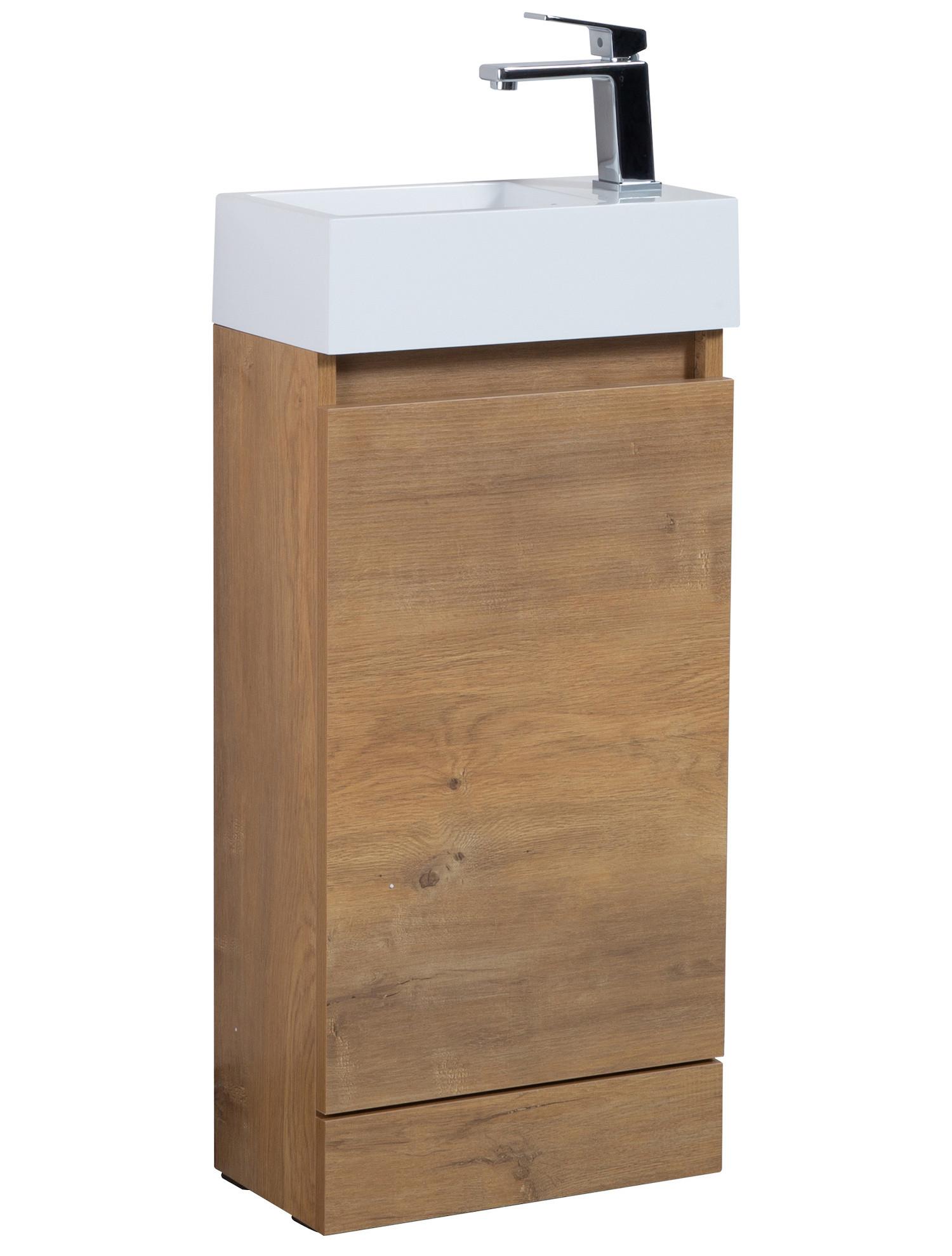 GÄSTE-WC-MÖBELSET Peru 2 Teile Eiche - 40 x 22 x 89 cm - Eichefarben, Holz (40/89/22cm) - Badplaats