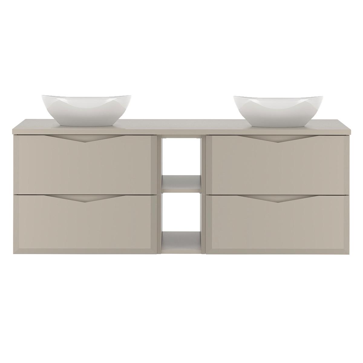 DOPPELWASCHTISCH 140.6cm Ellie Kaschmir - Beige, Holzwerkstoff (140.6/52.2/46.5cm) - Petits-meubles
