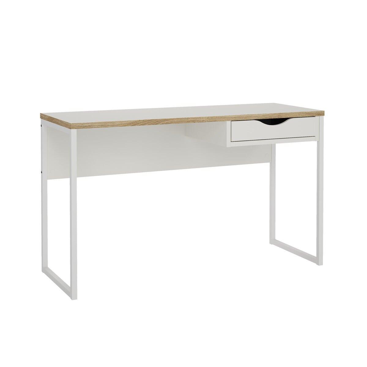 SCHREIBTISCH mit 1 Schublade und Metallgestell function 130/48,4/76,8 cm - Weiß, Holzwerkstoff (130/48.4/76.8cm) - Calicosy