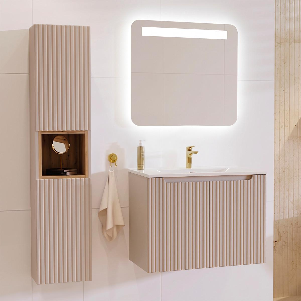 BADMÖBEL 80cm Riva 2er-Set Kaschmir - Beige, Holzwerkstoff (80/57/40cm) - Petits-meubles