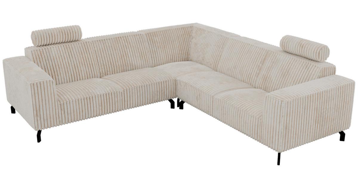 ECKSOFA VESANO L - Beige Cord - Beige/Creme, Textil/Metall (260/260cm) - MKS