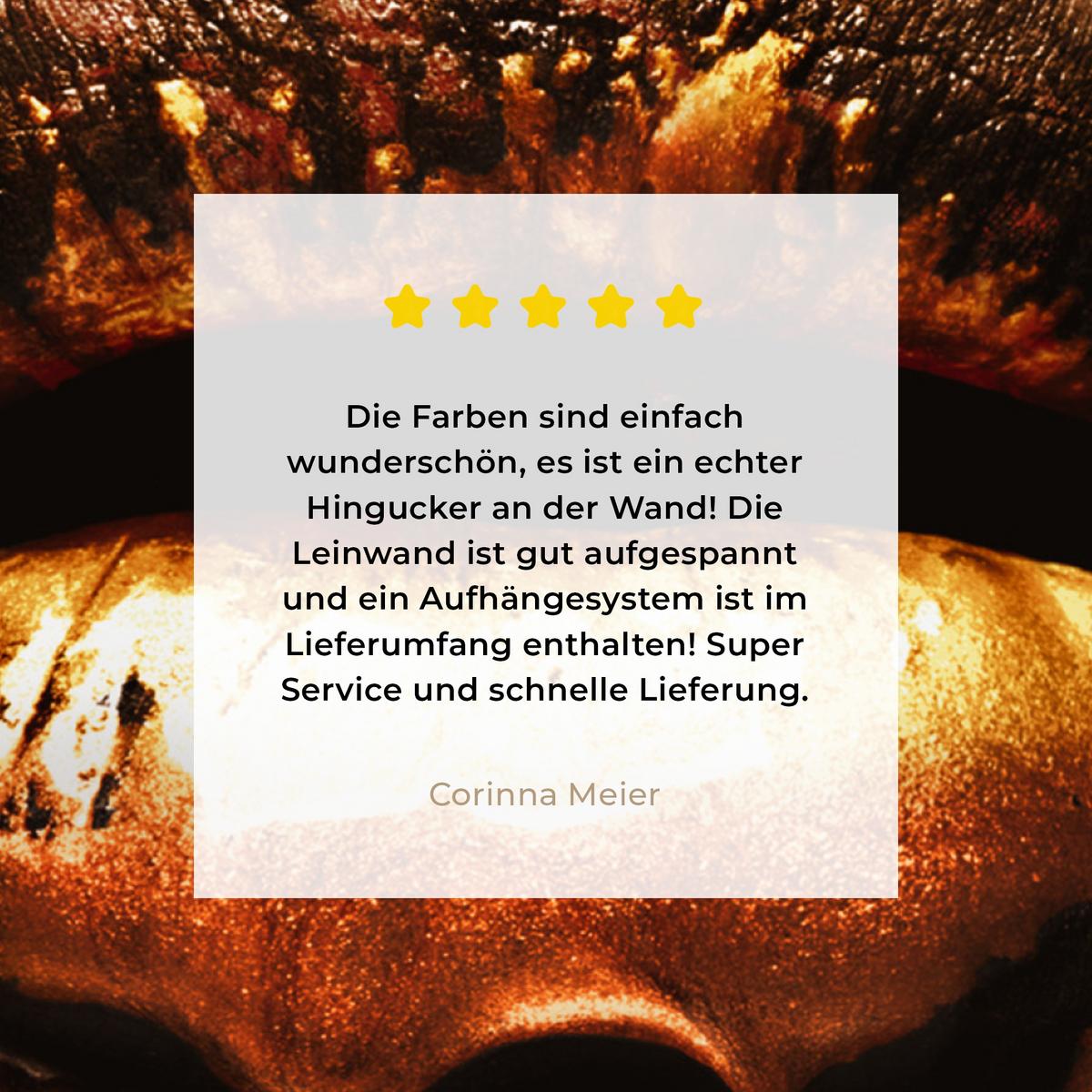 LEINWANDBILD Gold - Lippen - Kunst - Gold - Luxus - Abstrakt Deko Groß 90x90 cm - Kupferfarben, Textil (90/90cm) - MuchoWow