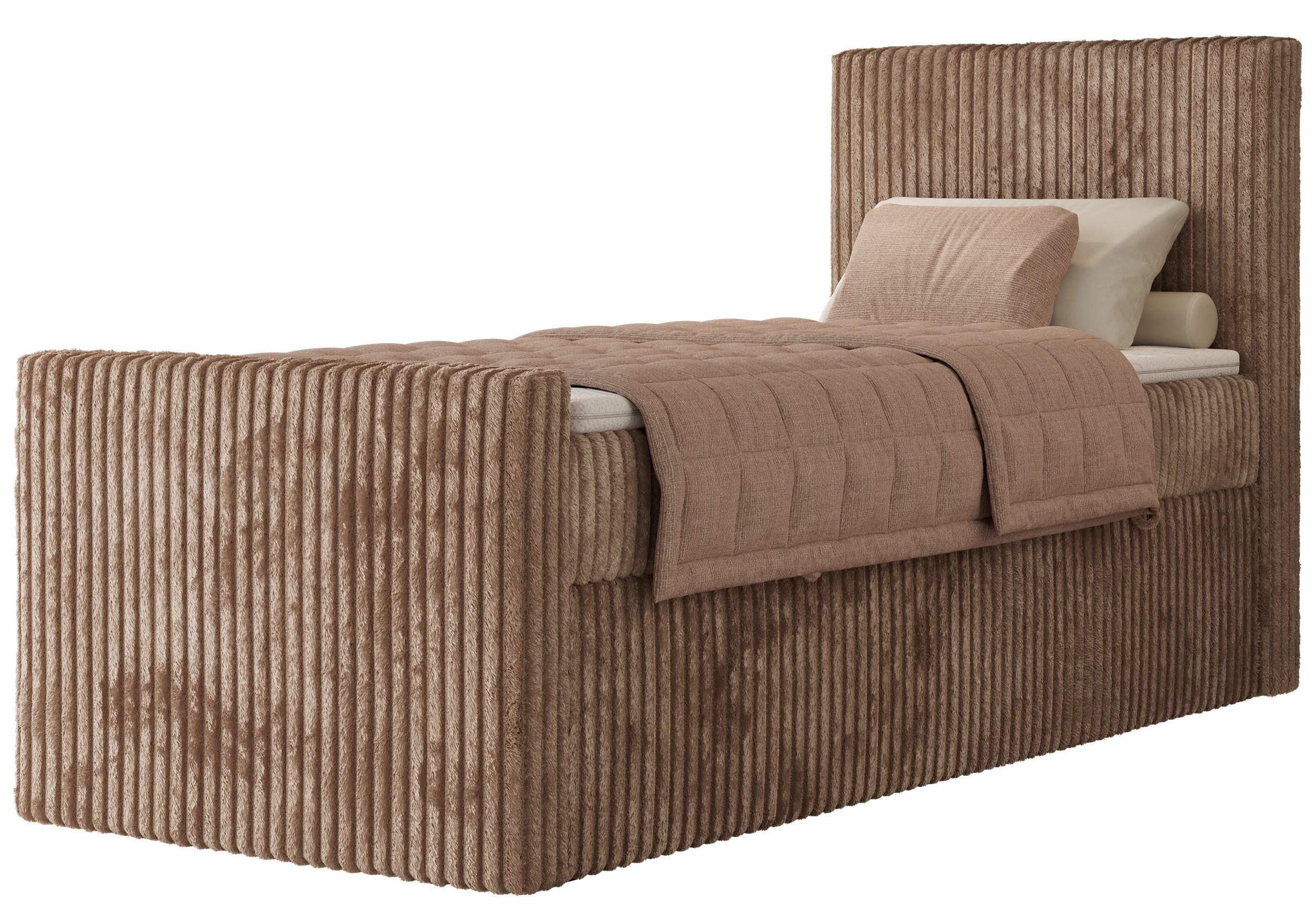 BOXBETT TILIANO DUO 90/200 - Braun Cord - H4 - Topper T25 - Rechts Seite - Braun, Textil (90/200cm) - MKS