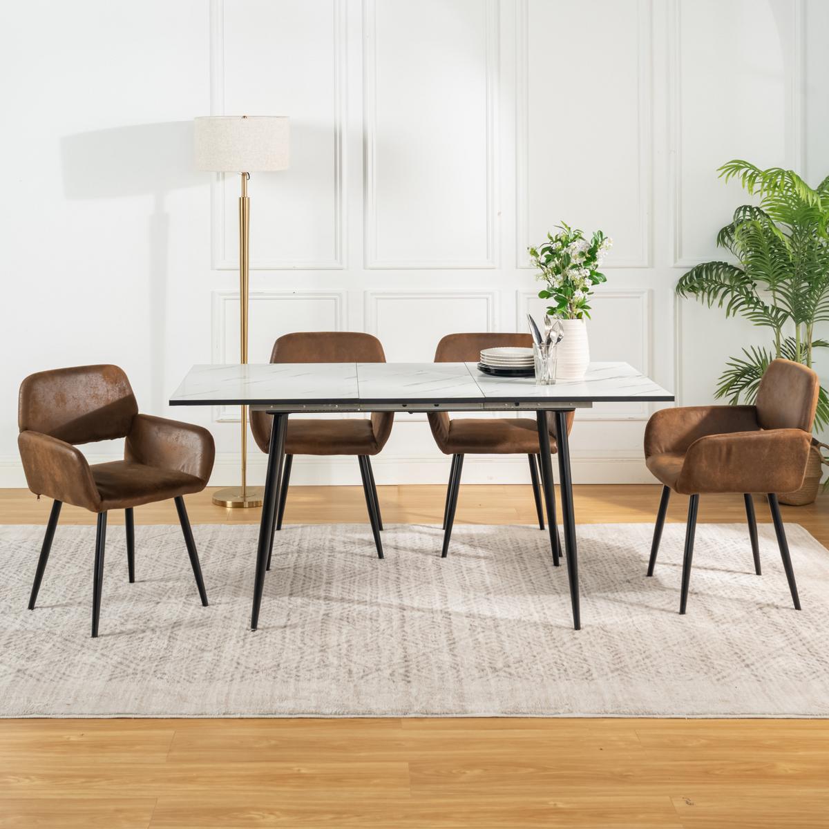 ARMLEHNSTUHL-SET 4 Stück braun - Braun, Holzwerkstoff/Textil (56/77/53cm) - Urban Meuble