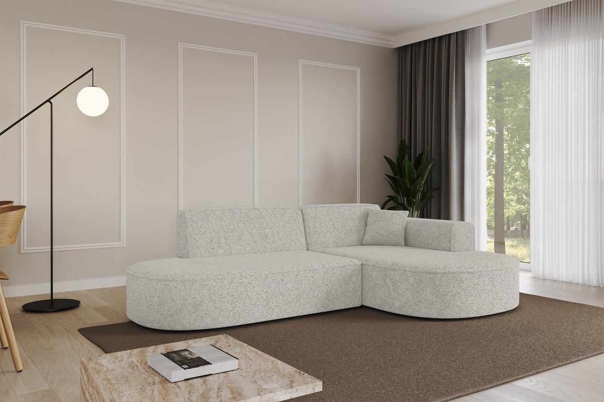 ECKSOFA Ottomane Rechts MARI-L1 - 243x171x79 cm Hellgrau Tissu - Hellgrau/Schwarz, Holzwerkstoff/Kunststoff (171/243cm) - ALTDECOR