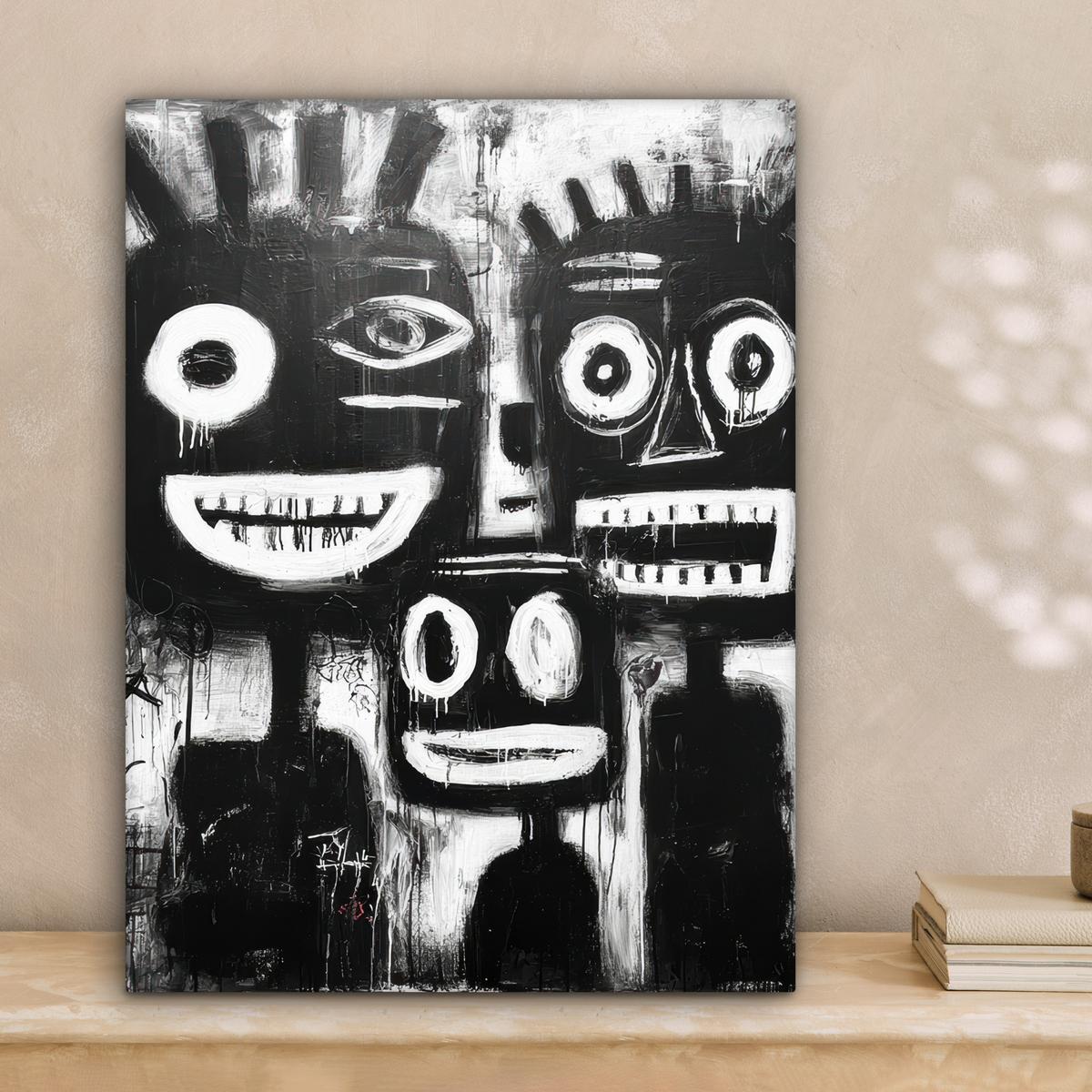 LEINWANDBILD Malerei - Figuren - Schwarz - Abstrakt Room Decor 30x40 cm - Schwarz, Textil (30/40cm) - MuchoWow