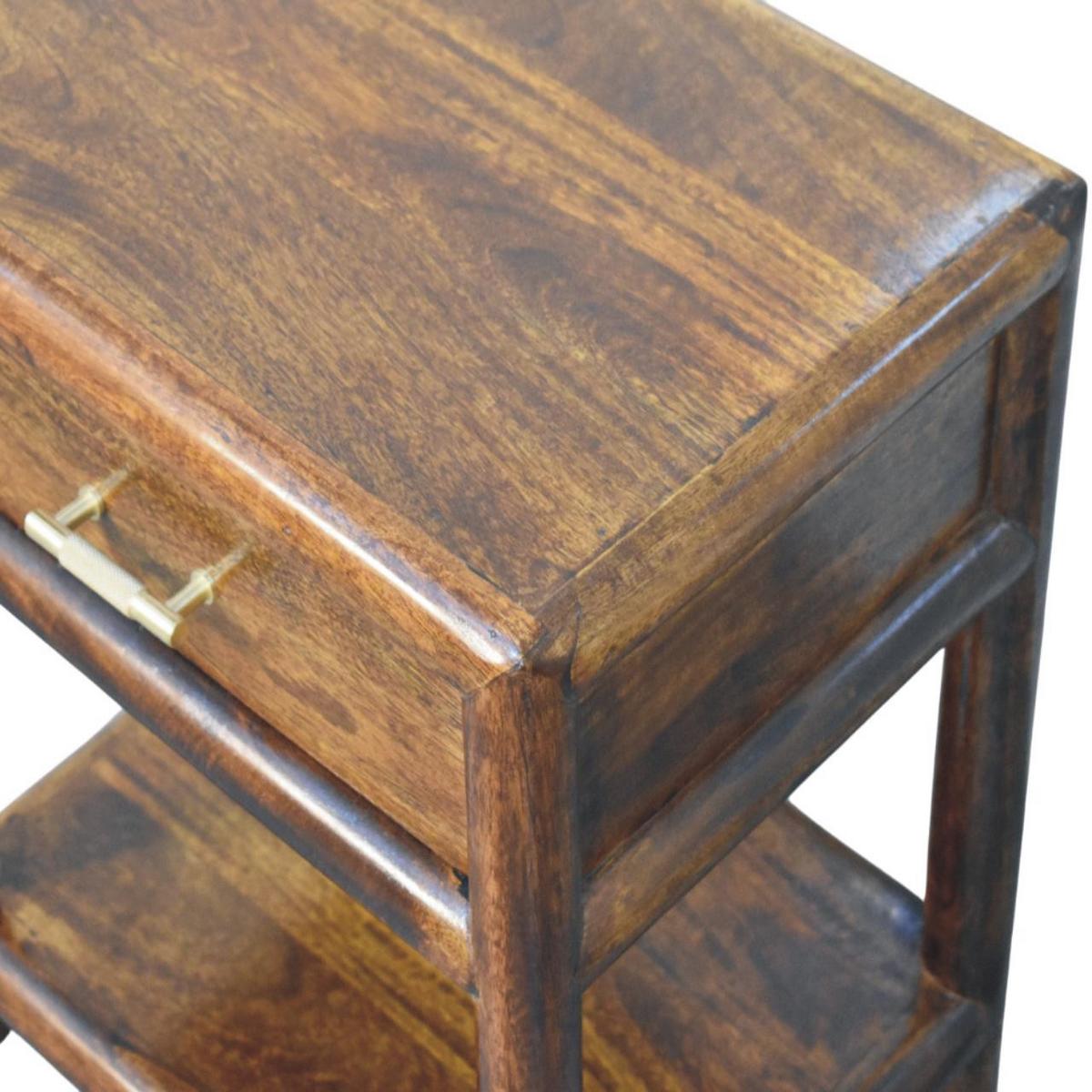 NACHTTISCH mit Kastanien-Finish, 1 Schublade, 1 offene Ablage, dunkelbraun - Dunkelbraun, Holz (45/50/35cm) - Artisan Furniture