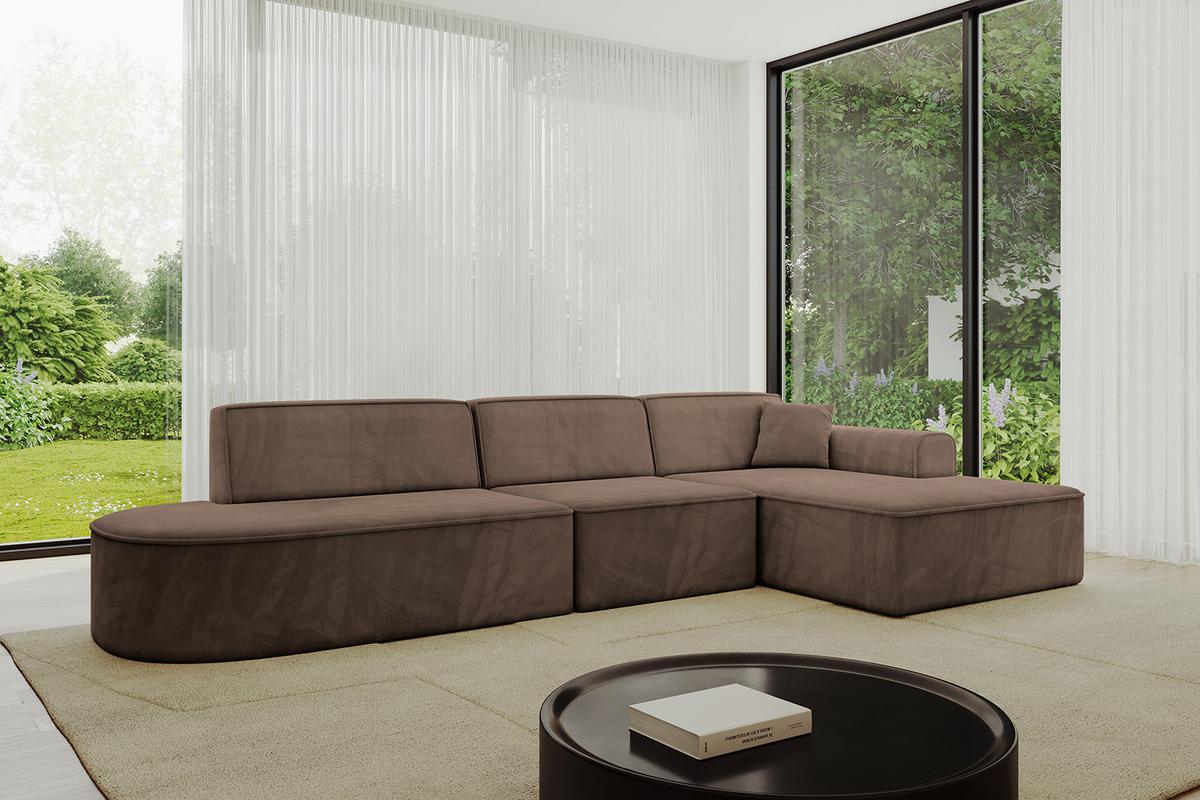 ECKSOFA Ottomane Rechts IREA-L2-v3 - 327x165x77 cm Braun - Braun, Holzwerkstoff/Textil (327/165cm) - ALTDECOR