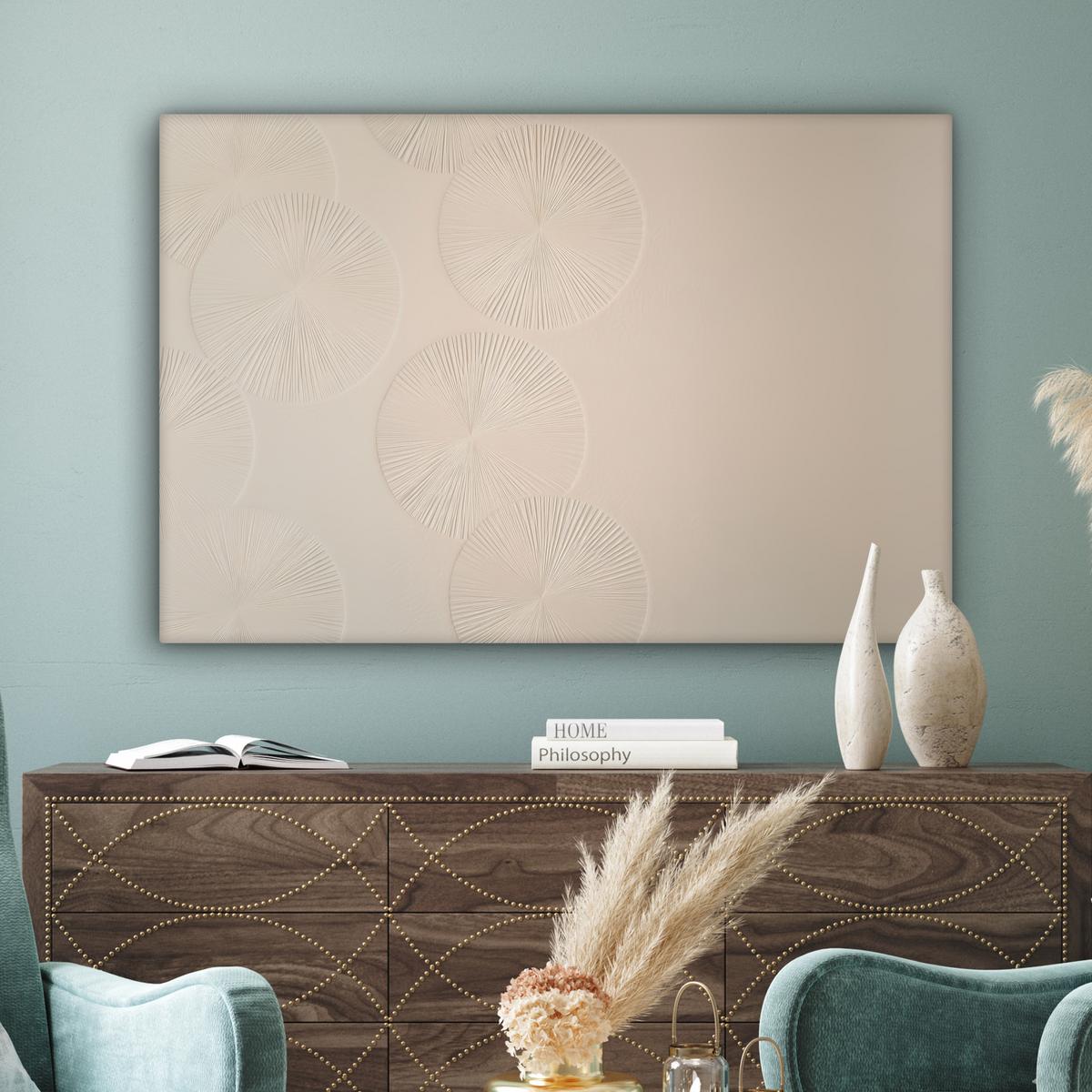 LEINWANDBILD Japandi - Beige - Modern Wohnzimmer Groß 120x80 cm - Ecru, Textil (120/80cm) - MuchoWow