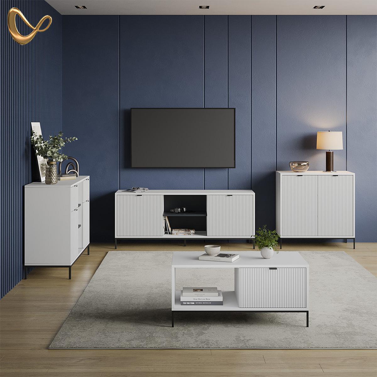 KOMMODE Aterno Weiß mit 2 Türen - Weiß, Holzwerkstoff (42/81.2/80cm) - Livinity®