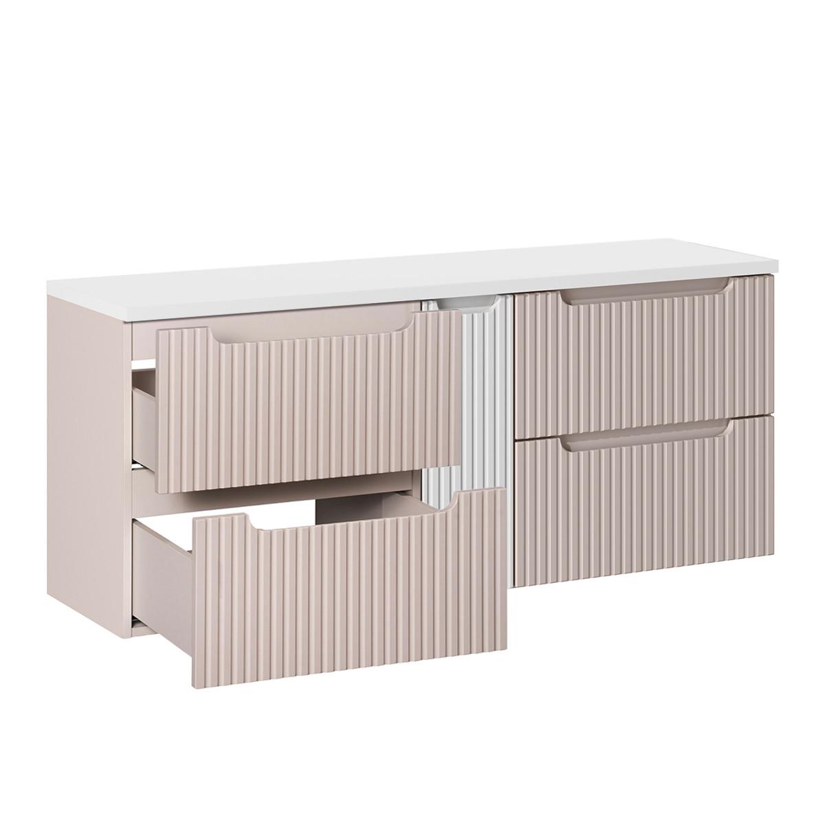 WASCHTISCHUNTERSCHRANK 140.4cm Riva Kaschmir - Beige/Weiß, Holzwerkstoff (140.4/59/40cm) - Petits-meubles