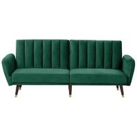 3-SITZER-SCHLAFSOFA Samtstoff Smaragdgrün Vimmerby - Smaragdgrün, Textil (212/90/80cm) - Beliani