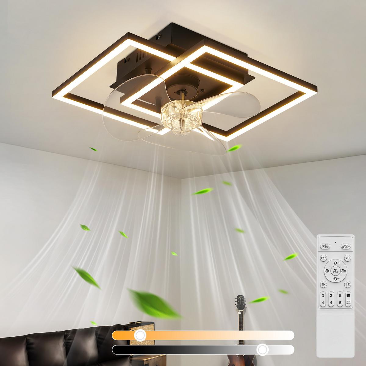 DECKENVENTILATOR Mit Beleuchtung Relven 34/34/15 cm - Schwarz, Kunststoff/Metall (34/34/15cm) - ZMH