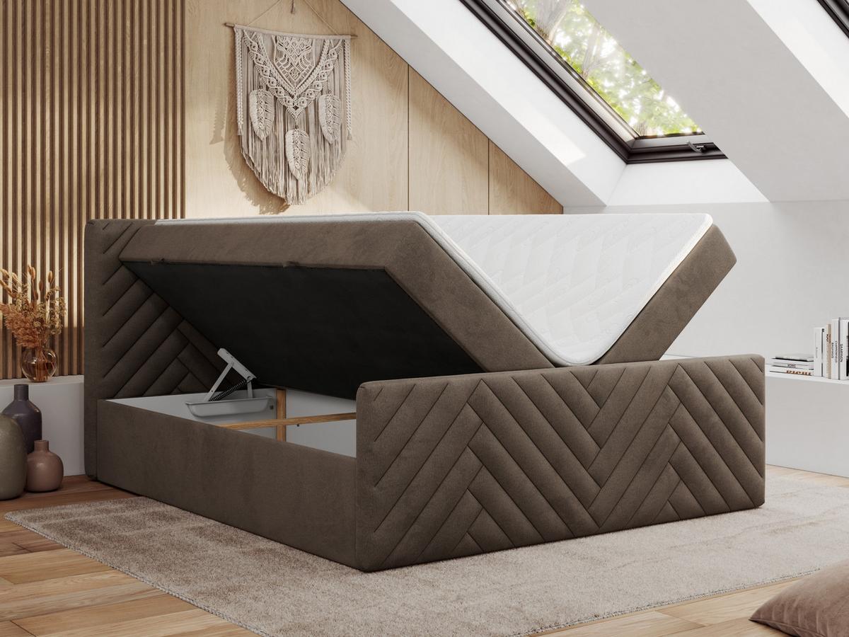 BOXBETT PARIS DUO 120/200 - Braun Velvet - H3 - Braun, Holz/Textil (120/200cm) - MKS