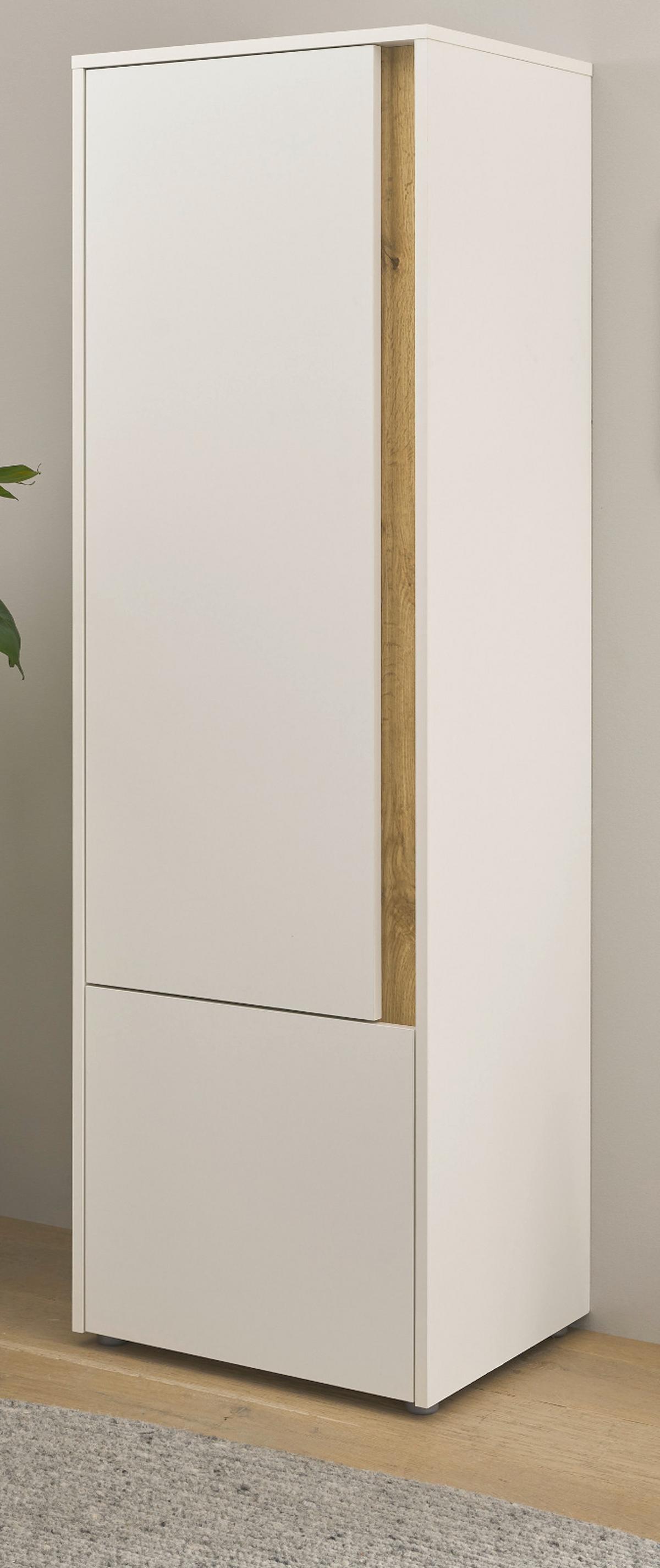 AKTENSCHRANK Weiß matt, Eiche Wotan 50 x 158 cm, Stauraumschrank mit 4 Ordnerhöhen - Eichefarben/Eiche Wotan, Holzwerkstoff/Kunststoff (50/158/40cm) - Furn.Design