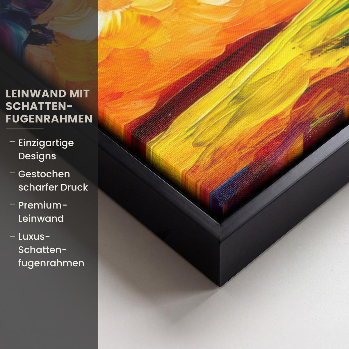 LEINWAND Bilder mit Rahmen - Baum - Kunst - Natur - Sonnenuntergang - 70x100 - Multicolor, Textil (70/100cm) - MuchoWow