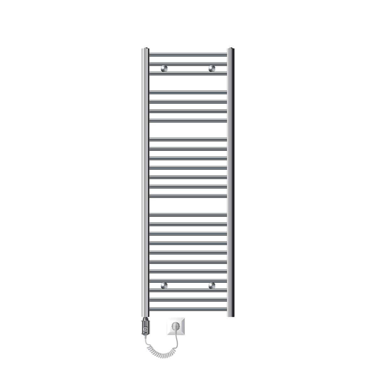 BADHEIZKÖRPER elektrisch Sahara 500x1500 mm Chrome gebogen mit Heizstab 1200W - Chromfarben, Metall (3/150/50cm) - LuxeBath
