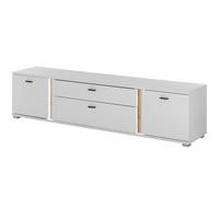 TV-LOWBOARD weiß matt, Eiche Wotan 201 cm, TV Unterteil inklusive Frontbeleuchtung - Eiche Wotan/Silberfarben, Holzwerkstoff/Kunststoff (200/48/42cm) - Furn.Design