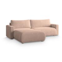 ECKSOFA TURIN N Rosa Bucle-Stoff mit Schlaffunktion - Rosa/Grau, Holz/Kunststoff (265/183cm) - MASSENO