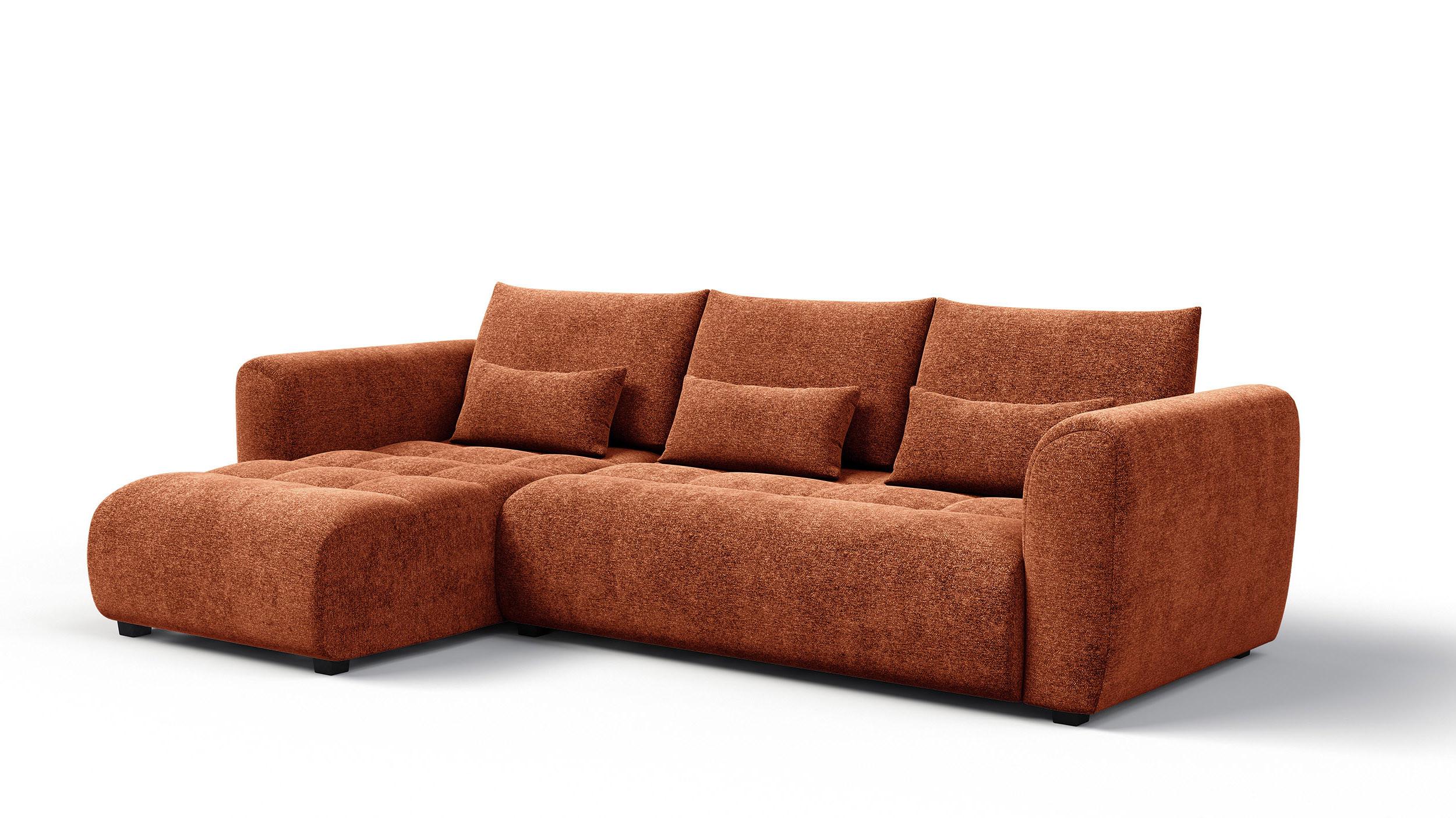 ECKSOFA SORENO 4-Sitzer, orange - Schwarz/Orange, Holz/Textil (293/171cm) - Wozimo
