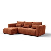 ECKSOFA SORENO 4-Sitzer, orange - Schwarz/Orange, Holz/Textil (293/171cm) - Wozimo