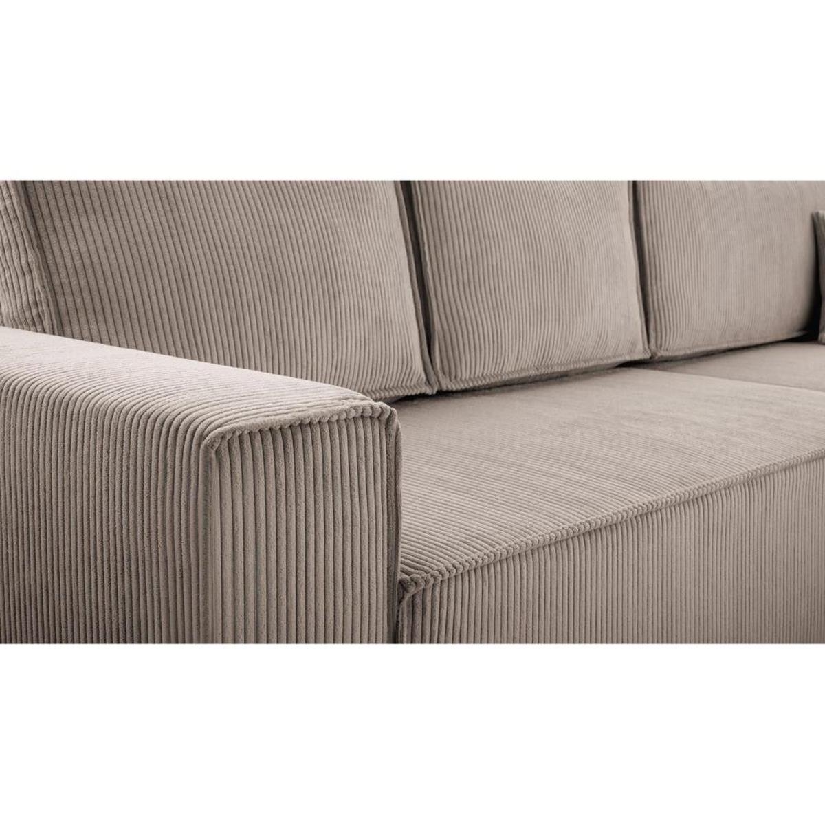 WOHNLANDSCHAFT Parys U mit Schlaffunktion beige - Beige/Schwarz, Kunststoff/Textil (390/70/185cm) - Beautysofa