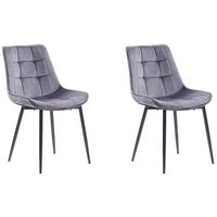 ESSZIMMERSTUHL 2er-Set Samtstoff Grau Melrose - Grau, Textil/Metall (51/82/59cm) - Beliani