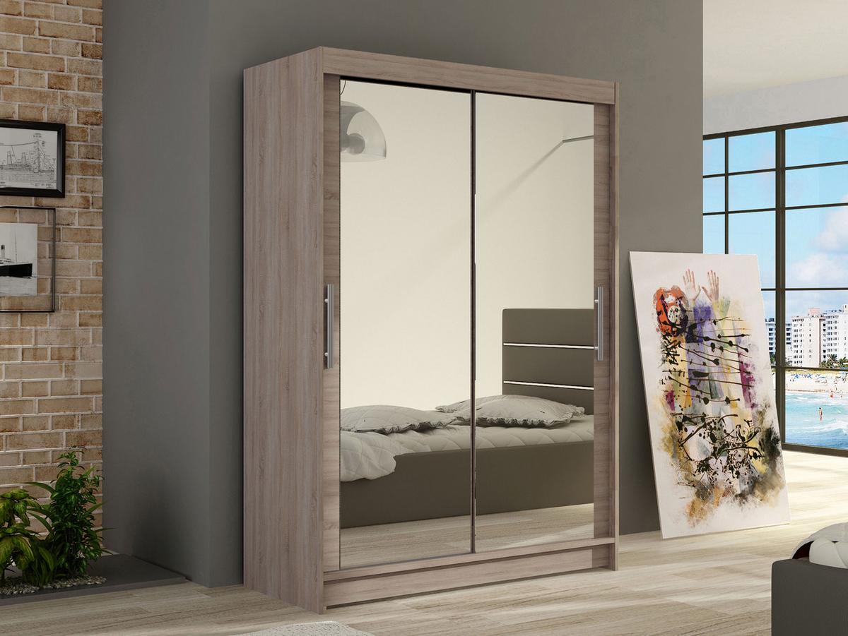 KLEIDERSCHRANK Miami VII - Silberfarben/Trüffeleichefarben, Holzwerkstoff/Kunststoff (120/200/58cm) - MIRJAN24