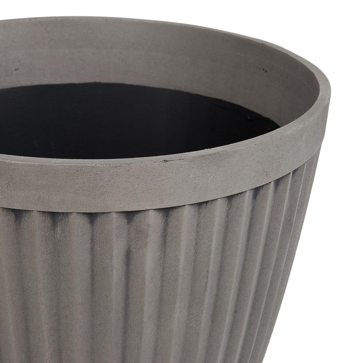 BLUMENTOPF taupe rund 36/36/33 cm Poka - Grau, Stein (33cm) - Beliani