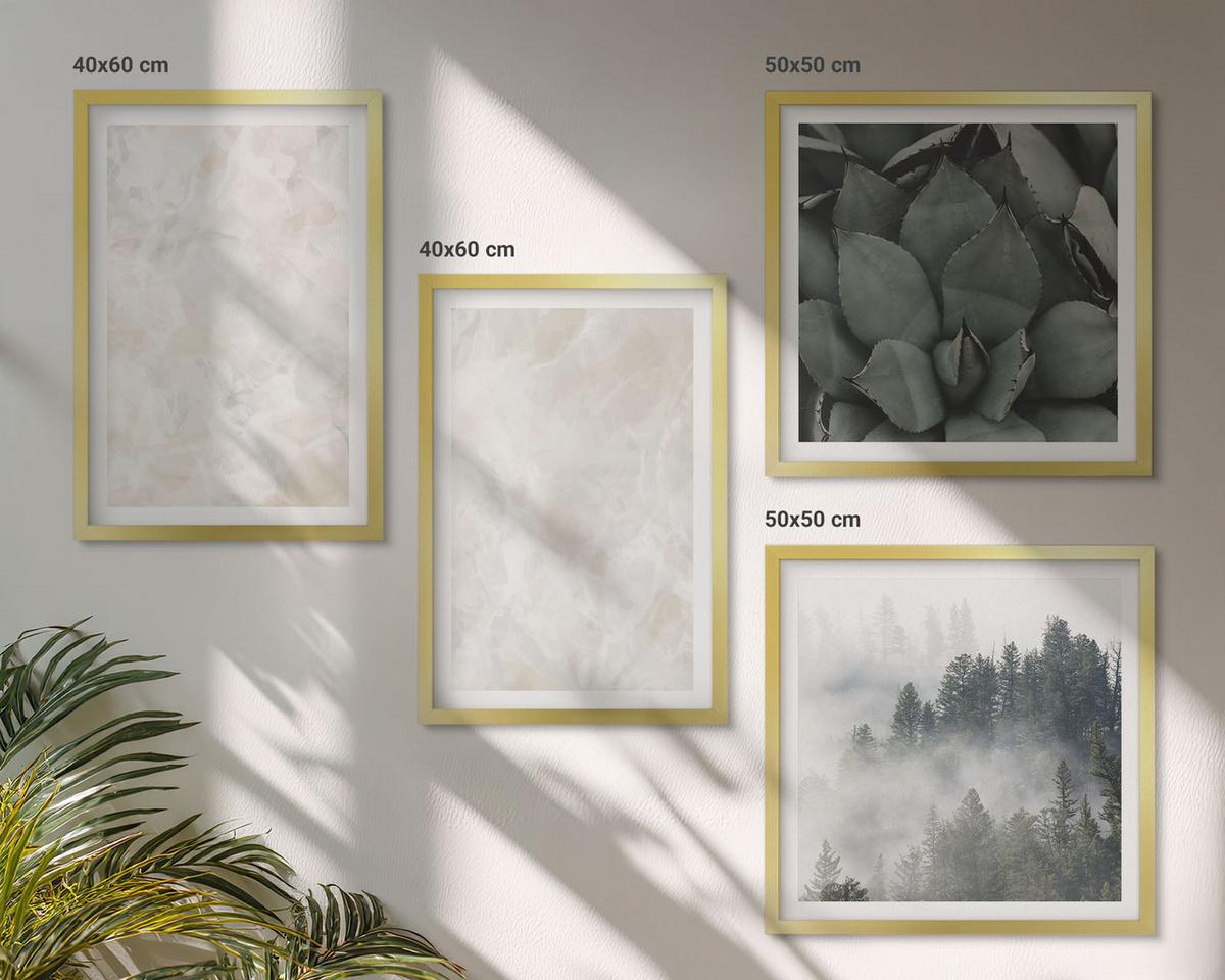 BILDER SET 4er Set - 50x50 cm & 40x60 cm Goldrahmen - Steinpastellmarmor - Goldfarben, Kunststoff (50/50cm) - TULUP