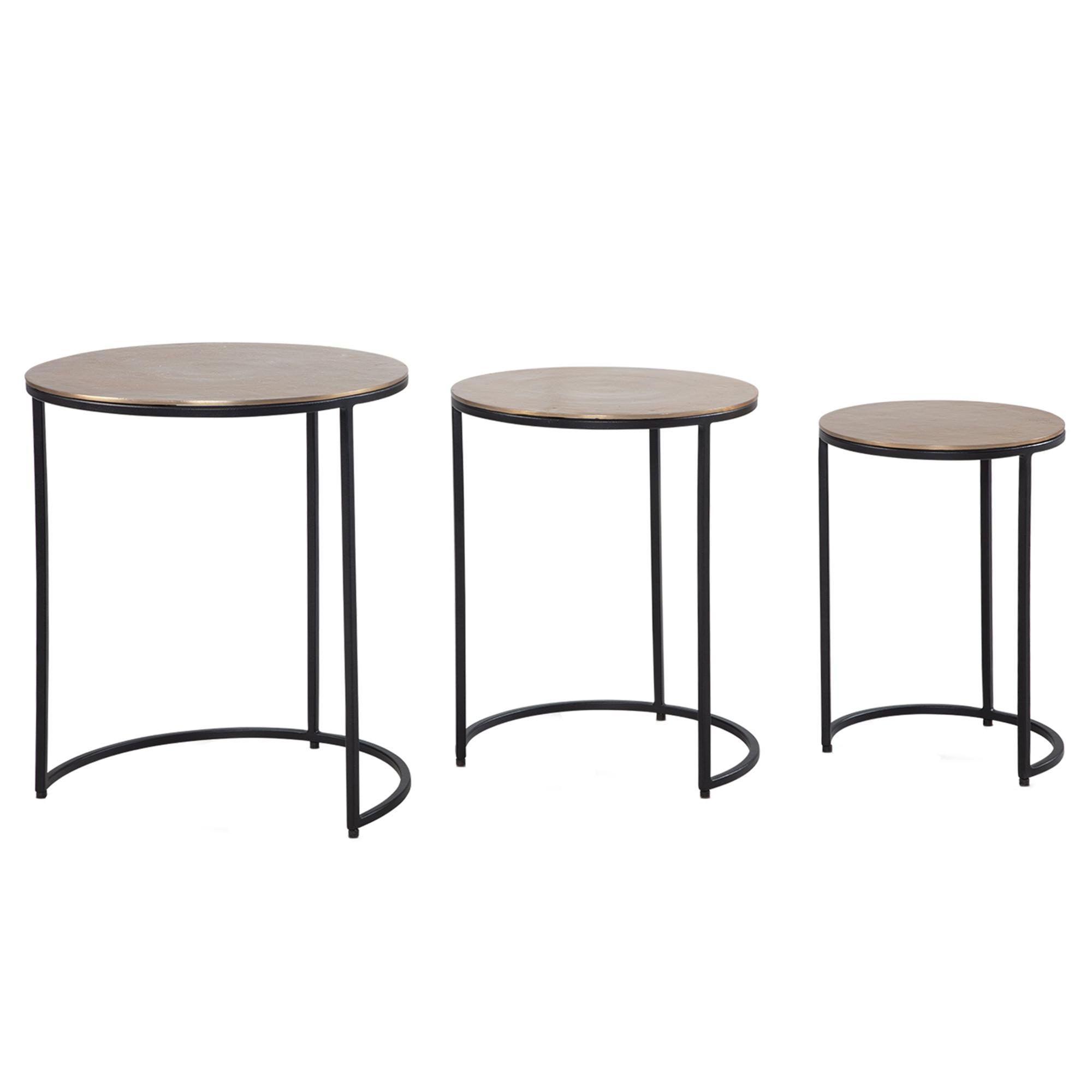 SATZTISCH Set – 3-teilig Rund Aluminium Gold Schwarz - Goldfarben/Schwarz, Metall (45/45/55cm) - KADIMA DESIGN