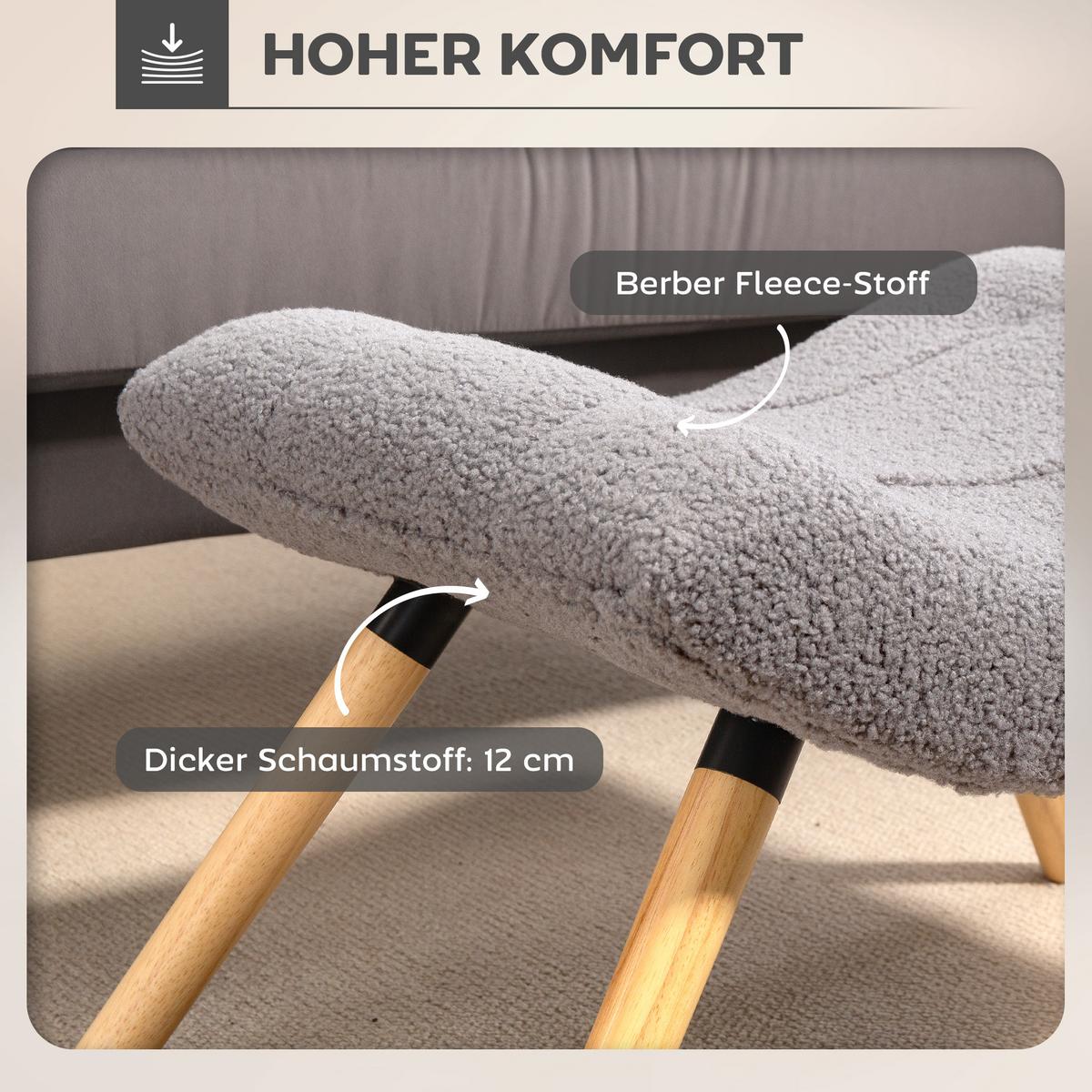 SITZHOCKER, Fußhocker, Polsterhocker, Fußstütze bis 120 kg belastbar Hellgrau - Hellgrau, Kunststoff (45/38/67cm) - HOMCOM