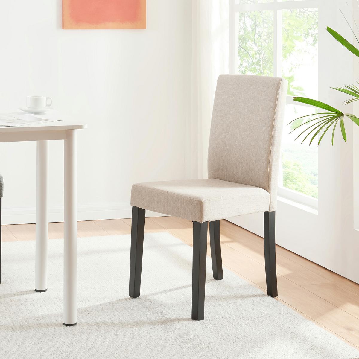 ESSZIMMERSTUHL-SET 2 TLG. Hamburg - Beige/Schwarz, Holz/Textil (43/89/54cm) - [en.casa]