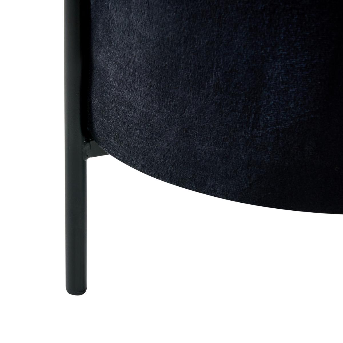POUF mit Stauraum Samtstoff Schwarz Wenona - Schwarz, Textil (37/40/37cm) - Beliani