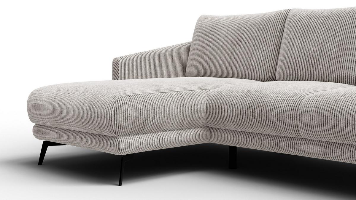 ECKSOFA VILT 3-Sitzer, perlweiß - Schwarz/Weiß, Holzwerkstoff/Textil (221/156cm) - Wozimo