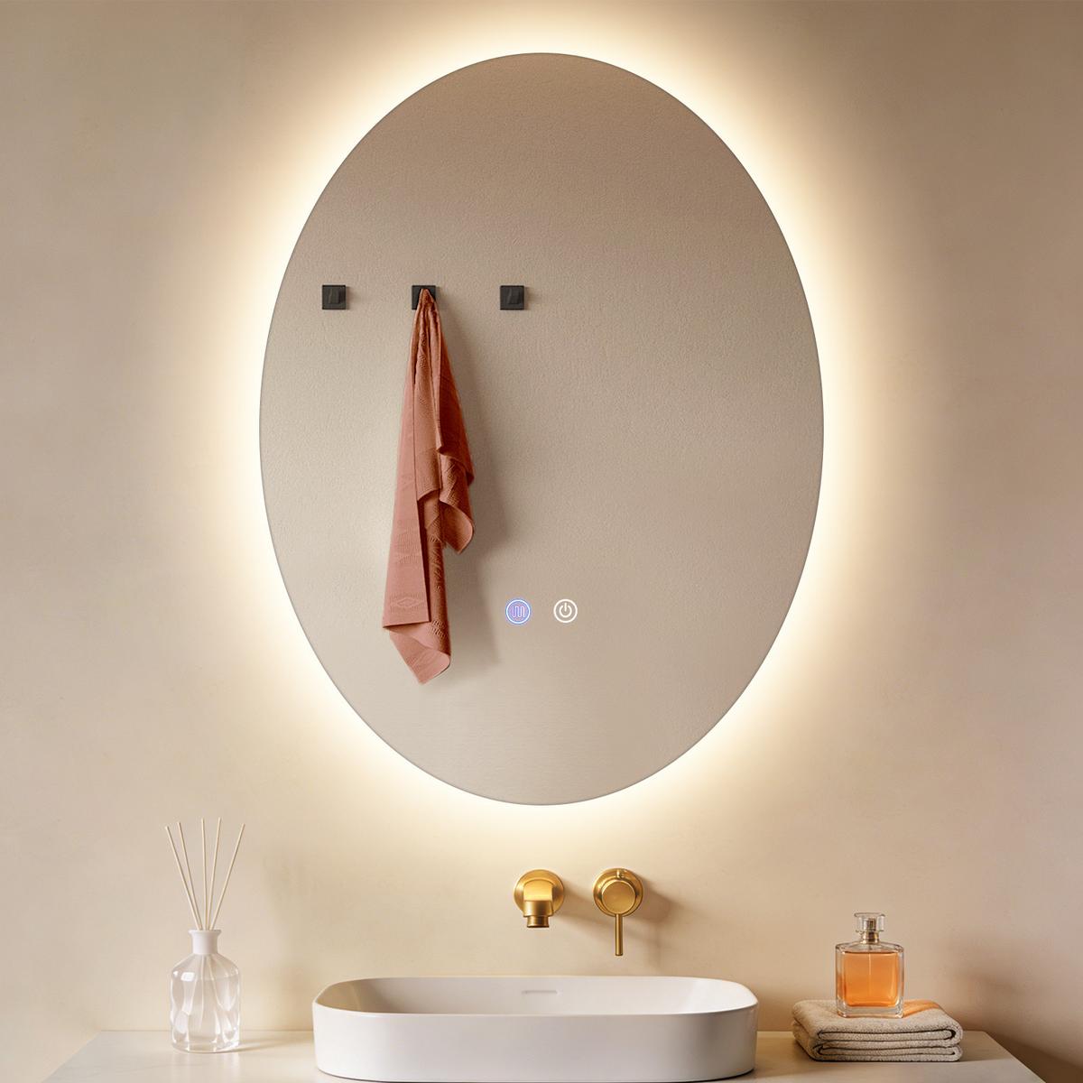 BADSPIEGEL mit Beleuchtung Karvel 3/60/80 cm - Weiß, Glas (60/80/3cm) - ZMH