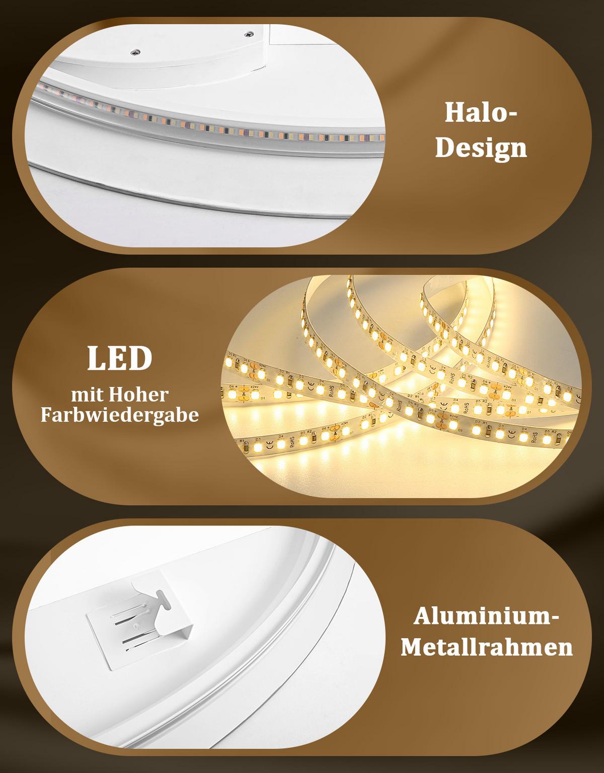 BADSPIEGEL mit Beleuchtung Karvel 3/60/80 cm - Weiß, Glas (60/80/3cm) - ZMH