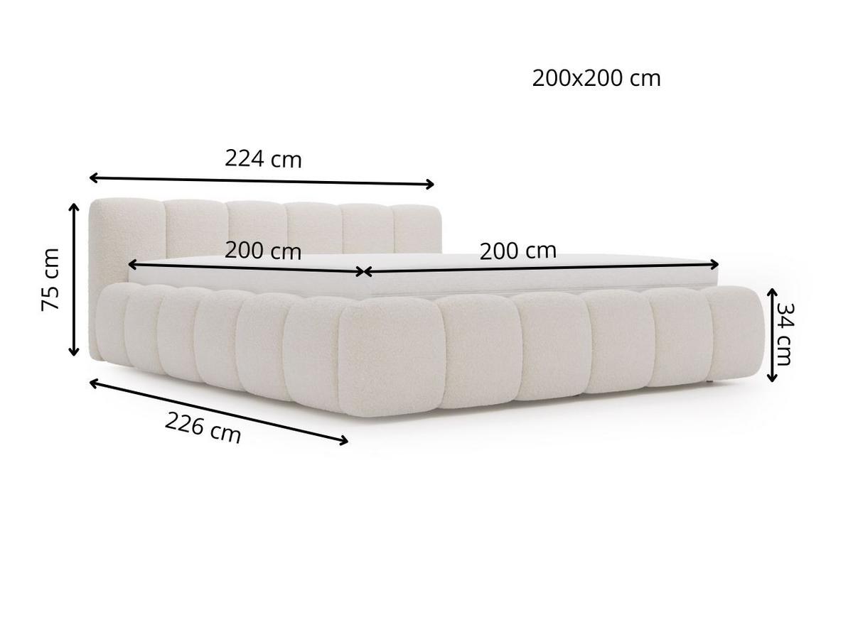 POLSTERBETT Cloud Low 200x200 Bouclé-Stoff Braun - Braun, Textil (200/200cm) - Graingold