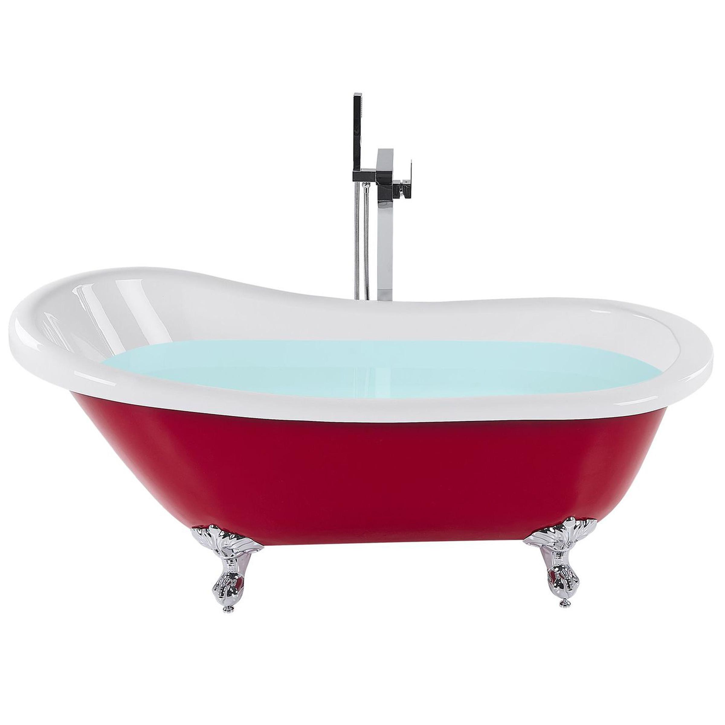 BADEWANNE FREISTEHEND 77x153x74 cm rot Cayman - Rot, Kunststoff (77/74/153cm) - Beliani
