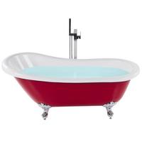 BADEWANNE FREISTEHEND 77x153x74 cm rot Cayman - Rot, Kunststoff (77/74/153cm) - Beliani